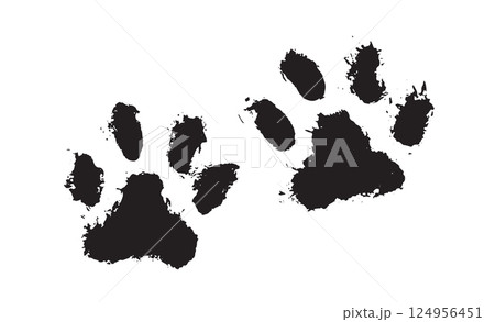 Tiger's paw. Ink Dog's Paw, Cat`s Paw, grunge style, Vector. Vector illustration.	 124956451