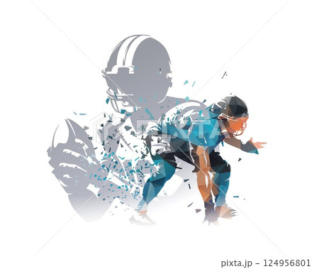 American football double exposure, vector illustration of footbal players. Team sport collage American football double exposure, vector illustration of footbal players. Team sport collage 124956801