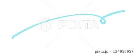手書きのくるんとカールした横長の水色の線 - 手書きのくるんとカールした横長の水色の線 - 124956957