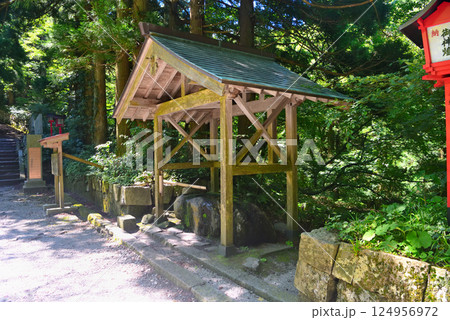 中国地方・大山隠岐国立公園・大神山神社奥宮の参道の途中にある御神水・鳥取県大山町(2) 124956972