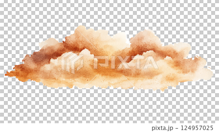 Abstract sand cloud with fine particles forming , warm earth tones, white backdrop 124957025