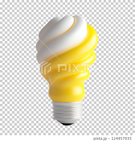light bulb in bright yellow and white tones, glowing effect, isolated on white 124957035