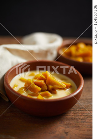 Poached Pumpkin in Coconut Milk 124957306