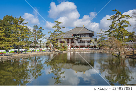 奈良 東大寺 鏡池から大仏殿を望む 奈良 東大寺 鏡池から大仏殿を望む 124957881
