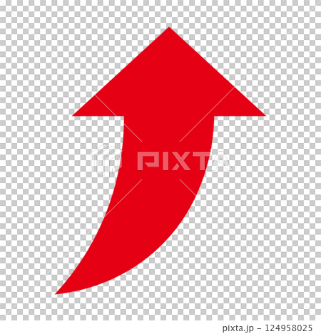 Simple upward red arrow on white background Simple upward red arrow on white background 124958025