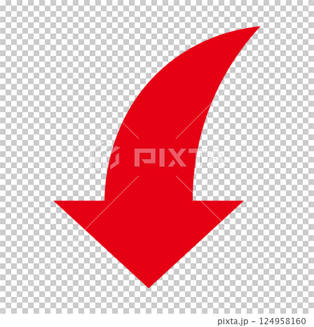 Simple downward red arrow on white background 124958160