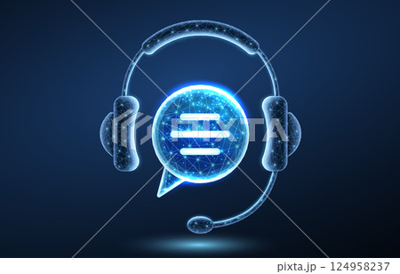 Customer service. Support call, live advice, phone bot, chat headphone 124958237