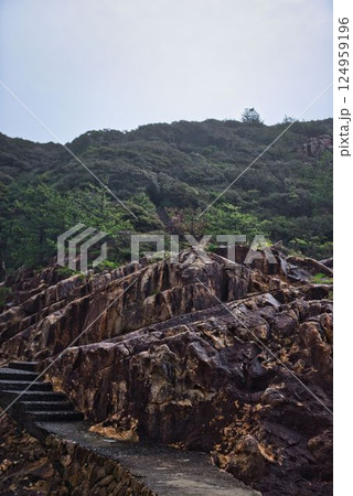 暴風雨で荒れ狂う竜宮神社への道のり 124959196