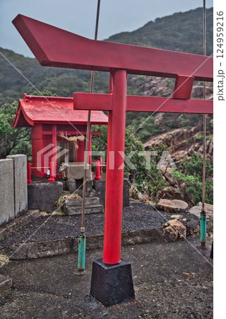 暴風雨で荒れ狂う竜宮神社 124959216