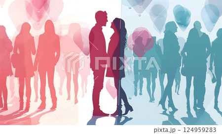 Situationship, Romantic Silhouettes - Couples in Love with People in the Background_2 124959283