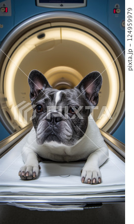 French Bulldog on Veterinary CT Scanner - Pet Healthcare Technology 124959979