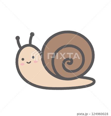 かわいいカタツムリのイラスト かわいいカタツムリのイラスト 124960028