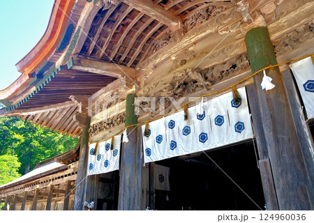 中国地方・大山隠岐国立公園・大神山神社奥宮、壮大な権現造りの本殿のイメージ・鳥取県大山町(2) 124960036