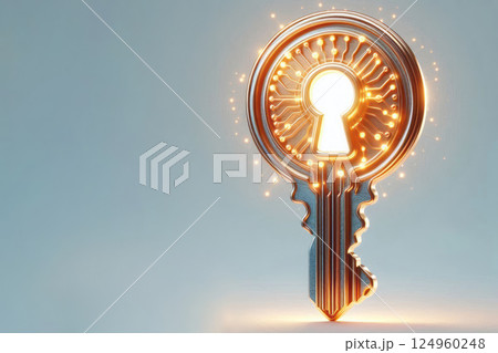 Glow digital key with chips. Space for text. Glow digital key with chips. Space for text. 124960248