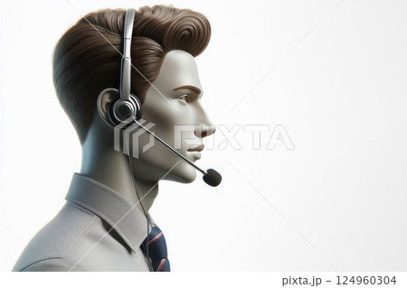 Call center operator with a headset. Space for text. 124960304