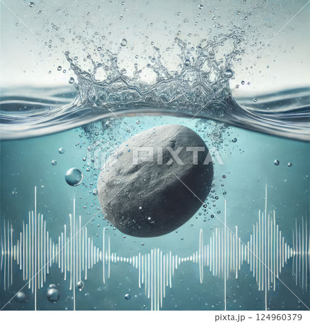 A stone that creates sound when it falls into water. 124960379