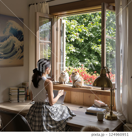 The girl works from home. 124960951