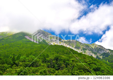 中国地方・大山隠岐国立公園・大山環状道路、大山ますみず高原付近から眺める大山・鳥取県大山町(1) 124961086