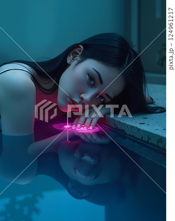 Lady at the Mystical Pool. Lady at the Mystical Pool. 124961217