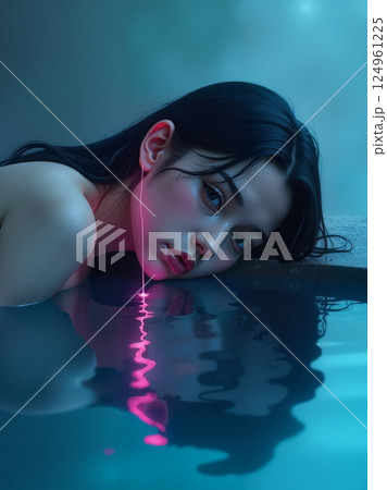 Brunette in mystical water. 124961225