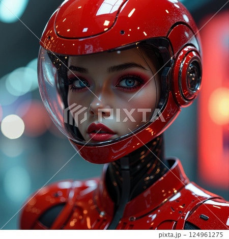 Beauty in a red helmet. 124961275