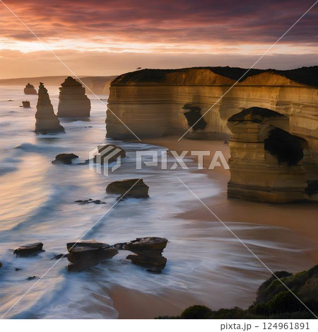 Coastal Majesty: First Light on Victoria Cliffs 124961891