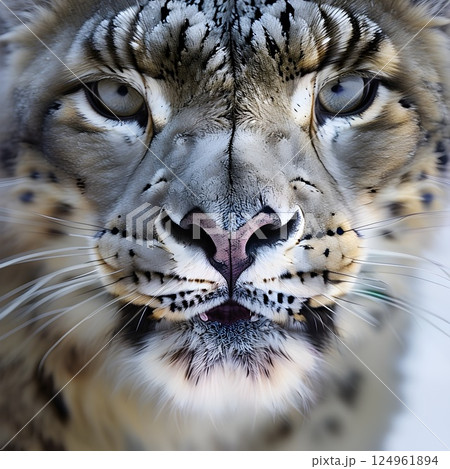 Whiskers of the Wild: Snow Leopard Close-Up 124961894