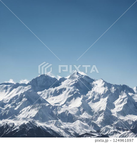 Winter Wonderland: Snow-Capped Peaks Under Bright Blue Skies 124961897
