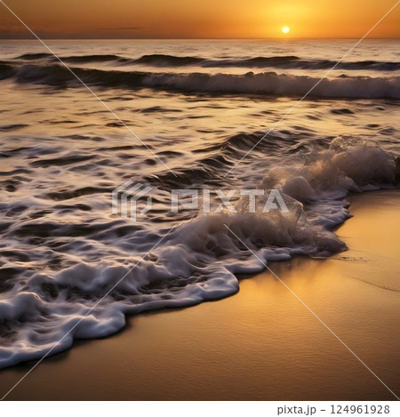Golden Waves: The Beauty of a Sunset at the Shore 124961928
