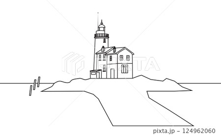 Light house by the sea with a white background 124962060