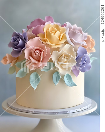beautiful cake with roses 124962261