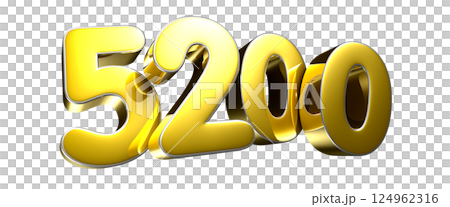 Golden number 5200 3D illustration 124962316