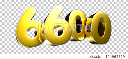 Golden number 6600 3D illustration 124962329