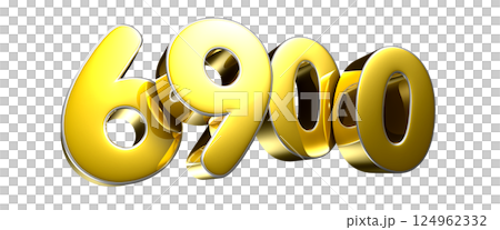Golden number 6900 3D illustration 124962332