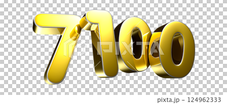 Golden number 7100 3D illustration 124962333