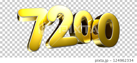 Golden number 7200 3D illustration 124962334