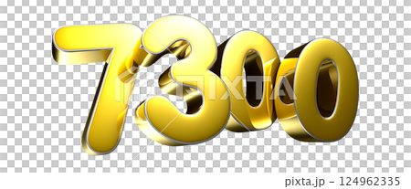 Golden number 7300 3D illustration 124962335
