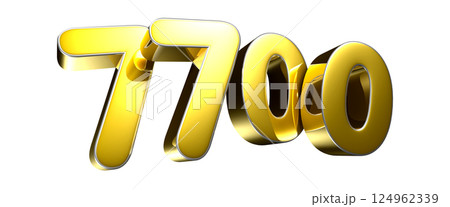 Golden number 7700 3D illustration 124962339
