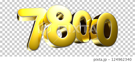 Golden number 7800 3D illustration Golden number 7800 3D illustration 124962340