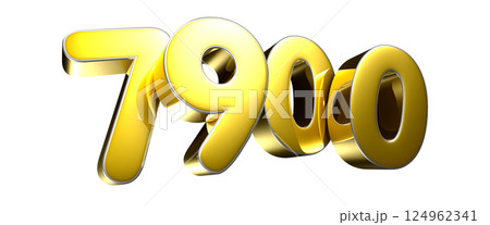 Golden number 7900 3D illustration 124962341