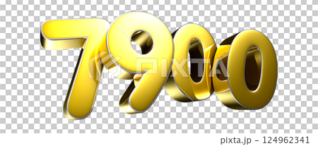 Golden number 7900 3D illustration 124962341