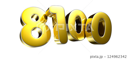 Golden number 8100 3D illustration Golden number 8100 3D illustration 124962342