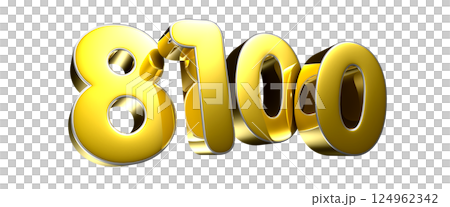 Golden number 8100 3D illustration 124962342