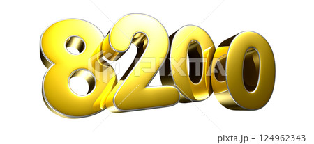 Golden number 8200 3D illustration 124962343