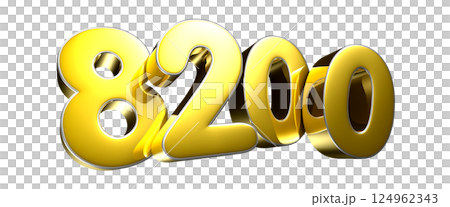 Golden number 8200 3D illustration 124962343