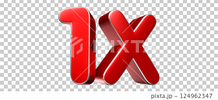 1x red 3D illustration. Advertising signs. Product design. Product sales. 124962347