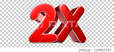 2x red 3D illustration. Advertising signs. Product design. Product sales. 124962348