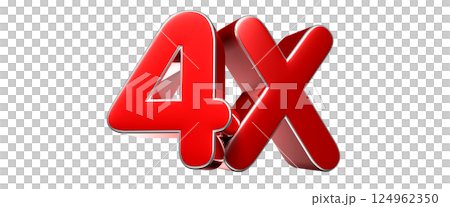 4x red 3D illustration. Advertising signs. Product design. Product sales. 124962350