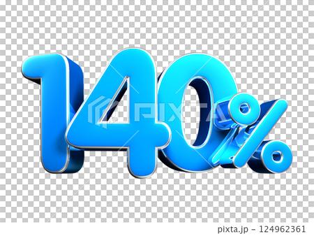 Sky blue 140 Percent 3d illustration . Sky blue 140 Percent 3d illustration . 124962361
