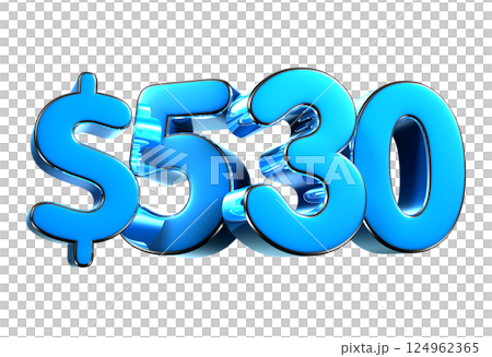 530 dollers blue 3d illustration. 124962365